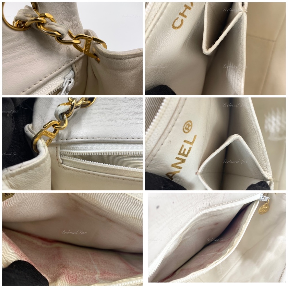Authentic CHANEL Classic Lambskin Chain Mini Square Flap Bag White/ GHW - Picture 11 of 17